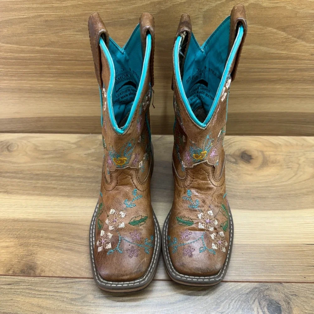 Smoky Mountain Boots Little Girls 9.5 Embroidered Floral Square Toe Rodeo Ranch
